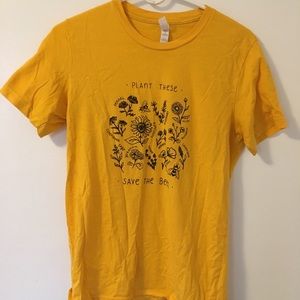 Yellow "Plant These Save the Bees" t-shirr